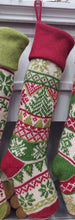 Personalized Knitted Christmas Stockings Red Green White