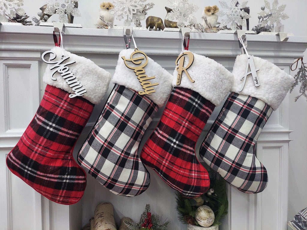 Christmas stocking with red/white stripes