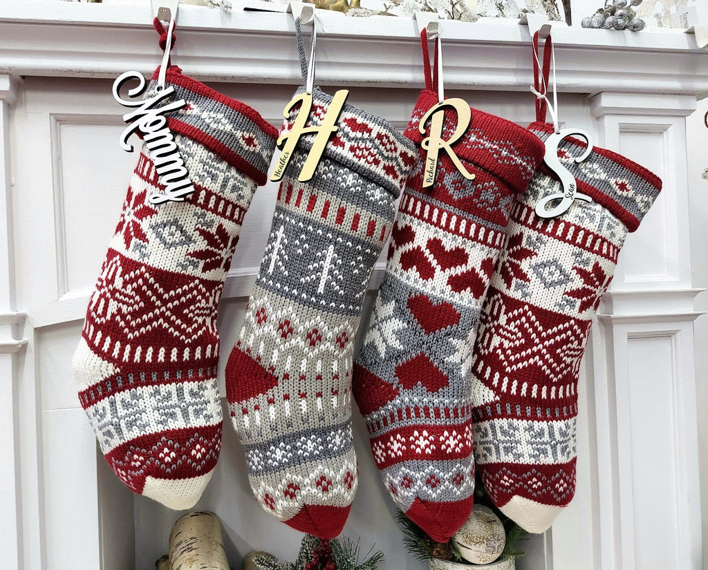 Kunyida 14-Pack Christmas Stockings – Burgundy & Ivory Knit Stockings, Set Of 14 (Style 2) - View #6