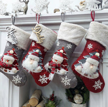 CHRISTMAS STOCKINGS 20" Light Up 3D Embroidered Santa Snowman Xmas Stocking, Personalized Name Tag, Holiday Candy Sack, Christmas Decor for Home Red Grey Tree