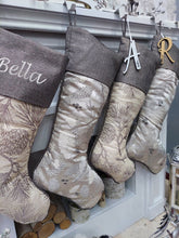 CHRISTMAS STOCKINGS 24" Evergreen Pinecone & Holly Taupe Beige Grey Jacquard Christmas Stockings Embroidered Engraved Name Tag Luxurious Elegant Decoration 2023