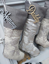 CHRISTMAS STOCKINGS 24" Evergreen Pinecone & Holly Taupe Beige Grey Jacquard Christmas Stockings Embroidered Engraved Name Tag Luxurious Elegant Decoration 2023