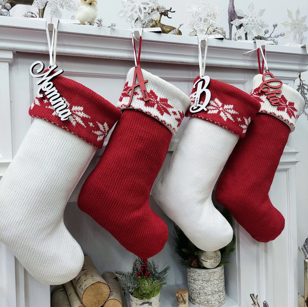 Christmas Stocking, Personalized Christmas Stockings. Christmas Stockings  W/ Warm White Red Whimsical Swirl. Embroidered Christmas Stocking 