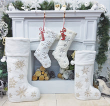 CHRISTMAS STOCKINGS Snowy Days with LED Lights Hanging and Standing Stocking