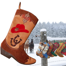 Custom Cowboy Boots Christmas Stockings Country Western Personalized with Embroidered Names or Monogram for Cowboys or Cowgirls