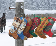 Custom Cowboy Boots Christmas Stockings Country Western Personalized with Embroidered Names or Monogram for Cowboys or Cowgirls