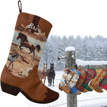 Custom Cowboy Boots Christmas Stockings Country Western Personalized with Embroidered Names or Monogram for Cowboys or Cowgirls