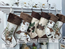 Woodland Squirrel or Fox Sherpa Cuff Christmas Stocking - White Brown Personalized Stockings Christmas Kids Children & Family Holiday 2023