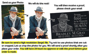 Large Customized Picture Tribute Stone - Because Someone We love is in Heaven | Words of Condolences Message Quotes Loss of Loved One