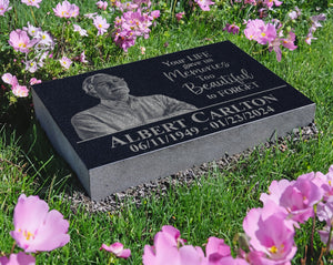 Large Customized Picture Tribute Stone - Because Someone We love is in Heaven | Words of Condolences Message Quotes Loss of Loved One
