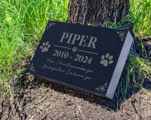 Engraved Memorial Plaque for Dog Cat w/ Heart Paw Prints, Personalized Gravestone Ornament w/ Photo, Outdoor Garden Sympathy Remembrance