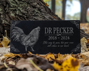 Custom Chicken Tribute: Personalize Granite Rooster Memorial Plaque | Hen Marker | Pet Loss Garden Stone | Chicken Decor | Coop Keepsake