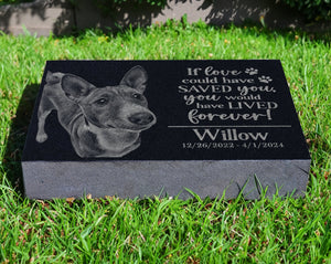 Engraved Pet Memorial Stone: Dog, Cat, or Pet Remembrance Gift w/ Custom Photo | You Left Paw Prints On Our Hearts | Feline Dog Lovers Gift