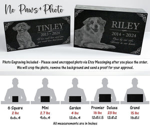 Multiple Pets Custom Pawprint Tribute: Engraved Loss of Dog Cat Memorial Stone, Animal Outdoor Plaque, Granite Memorial Garden Gravestone