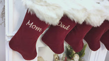 Personalized Christmas Stockings Velvet 19"  Luxury Faux Fox Fur Cuff Christmas Stocking Embroidered with Names Velvet Stockings