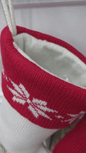 Classic Red & White Knit Christmas Stockings | High Quality Premium Knit with Snowflakes Personalized with Wood Name Tag