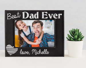 FOR DAD & GRANDPA Best Dad Ever Personalized Photo Frame Father Grandpa Papa Pop Fathers Day Birthday Baby Shower New Daddy from Son Daughter Picture Gifts