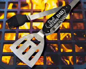 BIRTHDAY GIFTS Best Bucking Dad Personalized Grilling Tools Kit BBQ Custom Grill Set for Dad Papa Fathers Day Country Wedding Father of Groom Barbecue Gift