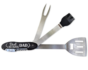 BIRTHDAY GIFTS Best Bucking Dad Personalized Grilling Tools Kit BBQ Custom Grill Set for Dad Papa Fathers Day Country Wedding Father of Groom Barbecue Gift