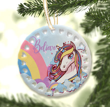 CHRISTMAS ORNAMENTS Beautiful Unicorn Christmas Ornament Personalized with Name Birthday Christmas Party Gifts Kids Girls Christmas Tree Decor Believe Unicorns