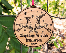 CHRISTMAS ORNAMENTS Buck Doe Couples Personalized Christmas Wood Ornament Holiday Tree Decoration Our First Christmas Together Gift Wedding Bride Groom Country