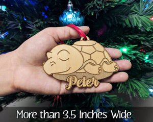CHRISTMAS ORNAMENTS Cute Sleeping Sea Turtle Custom Ocean Sealife Ornament Beach Christmas Decor Kids Birthday Turtle Theme Decoration for Her Him Mom Dad Gift