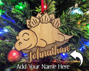 CHRISTMAS ORNAMENTS Dinosaur Boys First Birthday Ornament Gift Custom Girls Dino Party Decor Engraved Wood Christmas Tree Ornament Prehistoric Son Holiday Gift