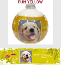 CHRISTMAS ORNAMENTS Funky Yellow Personalized Glass Photo Ball Ornament