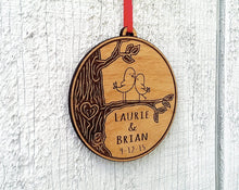 CHRISTMAS ORNAMENTS Love Birds Heart Customized Christmas Ornament for Him for Her Couples Gift Christmas Ornament Lover Personalized Names Date Tree Trunk