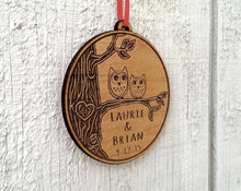 CHRISTMAS ORNAMENTS Love Birds Owl Heart Personalized Christmas Ornament for Him Her Couples Gift Christmas Ornament Lover Personalized Names Date Tree Trunk