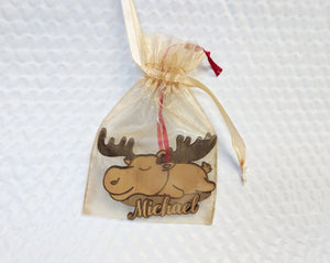 CHRISTMAS ORNAMENTS Moose Custom Wooden Holiday Ornament Gift Country Rustic Decor Birthday Gift for Mom Dad Animal Christmas Tree Trinket for Sibling Kids Gift