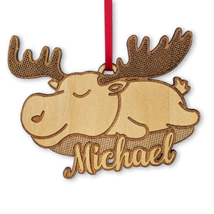 CHRISTMAS ORNAMENTS Moose Custom Wooden Holiday Ornament Gift Country Rustic Decor Birthday Gift for Mom Dad Animal Christmas Tree Trinket for Sibling Kids Gift
