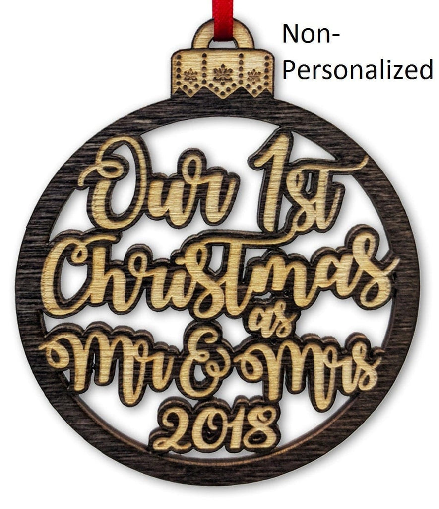 Our 1st Christmas as Mr Mrs Tree Ornament Wedding Favor for Bride