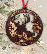 CHRISTMAS ORNAMENTS Our First Christmas Ornament Deer Wood Married Mr & Mrs Personalized Christmas Ornament, 1st Christmas Ornaments Newlywed Gift Idea Wedding