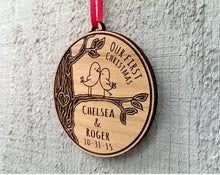 CHRISTMAS ORNAMENTS Our First Christmas Together Ornament  Love Birds Heart Customized Christmas Couples Gift  Ornament Lover Personalized Names Date Tree Trunk