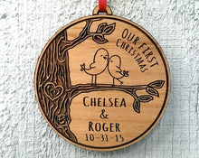 CHRISTMAS ORNAMENTS Our First Christmas Together Ornament  Love Birds Heart Customized Christmas Couples Gift  Ornament Lover Personalized Names Date Tree Trunk