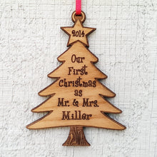 CHRISTMAS ORNAMENTS Our First Christmas Tree Ornament as Mr and Mrs Laser Wood Engraved Personalized for him her perfect gift for newlywed just married couple.