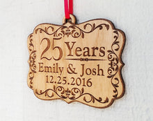 CHRISTMAS ORNAMENTS Personalized 25 Years Anniversary Parents Grandparents Wood Ornament Custom with Year for 30th 40th 50th Couple Christmas Wedding Gifts
