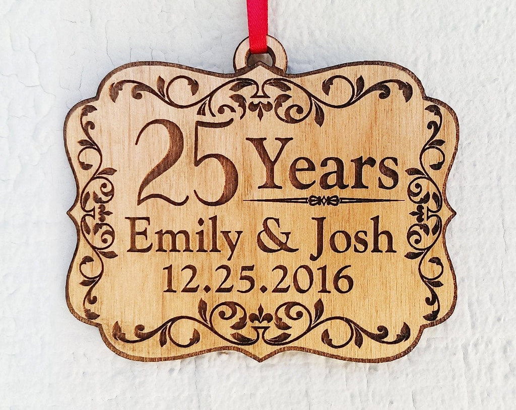 Personalized 25th store wedding anniversary ornament