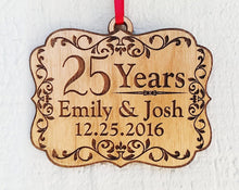 CHRISTMAS ORNAMENTS Personalized 25 Years Anniversary Parents Grandparents Wood Ornament Custom with Year for 30th 40th 50th Couple Christmas Wedding Gifts