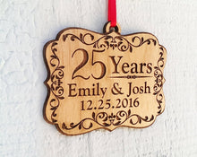 CHRISTMAS ORNAMENTS Personalized 25 Years Anniversary Parents Grandparents Wood Ornament Custom with Year for 30th 40th 50th Couple Christmas Wedding Gifts