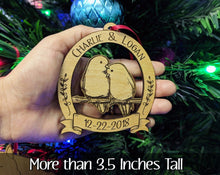 CHRISTMAS ORNAMENTS Personalized Love Birds Couples Christmas Tree Decor Gift Anniversary Gifts Mr Mrs Wedding Shower Newlyweds First Christmas Ornament for Her