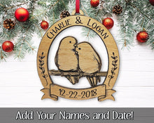 CHRISTMAS ORNAMENTS Personalized Love Birds Couples Christmas Tree Decor Gift Anniversary Gifts Mr Mrs Wedding Shower Newlyweds First Christmas Ornament for Her