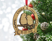 CHRISTMAS ORNAMENTS Personalized Love Birds Couples Christmas Tree Decor Gift Anniversary Gifts Mr Mrs Wedding Shower Newlyweds First Christmas Ornament for Her