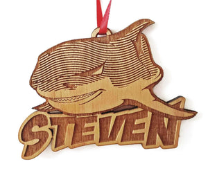 CHRISTMAS ORNAMENTS Personalized Shark with Teeth Fin Christmas Ornament for Kids Boys Dad Toy Cute Customized with Name Christmas Party Decor Gift Idea