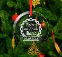 CHRISTMAS ORNAMENTS Wedding Christmas Ornaments Personalized Couple Christmas Gift Love Engraved Names Date Wedding Married Engagement Newlywed Engagement