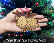 CHRISTMAS ORNAMENTS Wooden Cute Sleeping Deer Personalized Christmas Ornament for Kids Girls Or Boys Cute Customized Reindeer Christmas 2020 Gift Idea