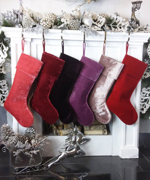 CHRISTMAS STOCKINGS 22" Large Personalized Christmas Stockings - Red Gold Green Silver Sea Foam Velvet Modern Boot - Christmas Stocking Embroidered with Names