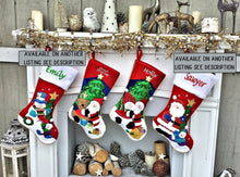 CHRISTMAS STOCKINGS Applique Santa and Friends Christmas Stockings Embroidered with Names or Personalized Monogram for Kids and Adults