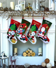 CHRISTMAS STOCKINGS Applique Santa and Friends Christmas Stockings Embroidered with Names or Personalized Monogram for Kids and Adults